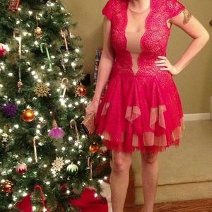 BCBG MAX AZRIA Rochelle Red Lace Dress
